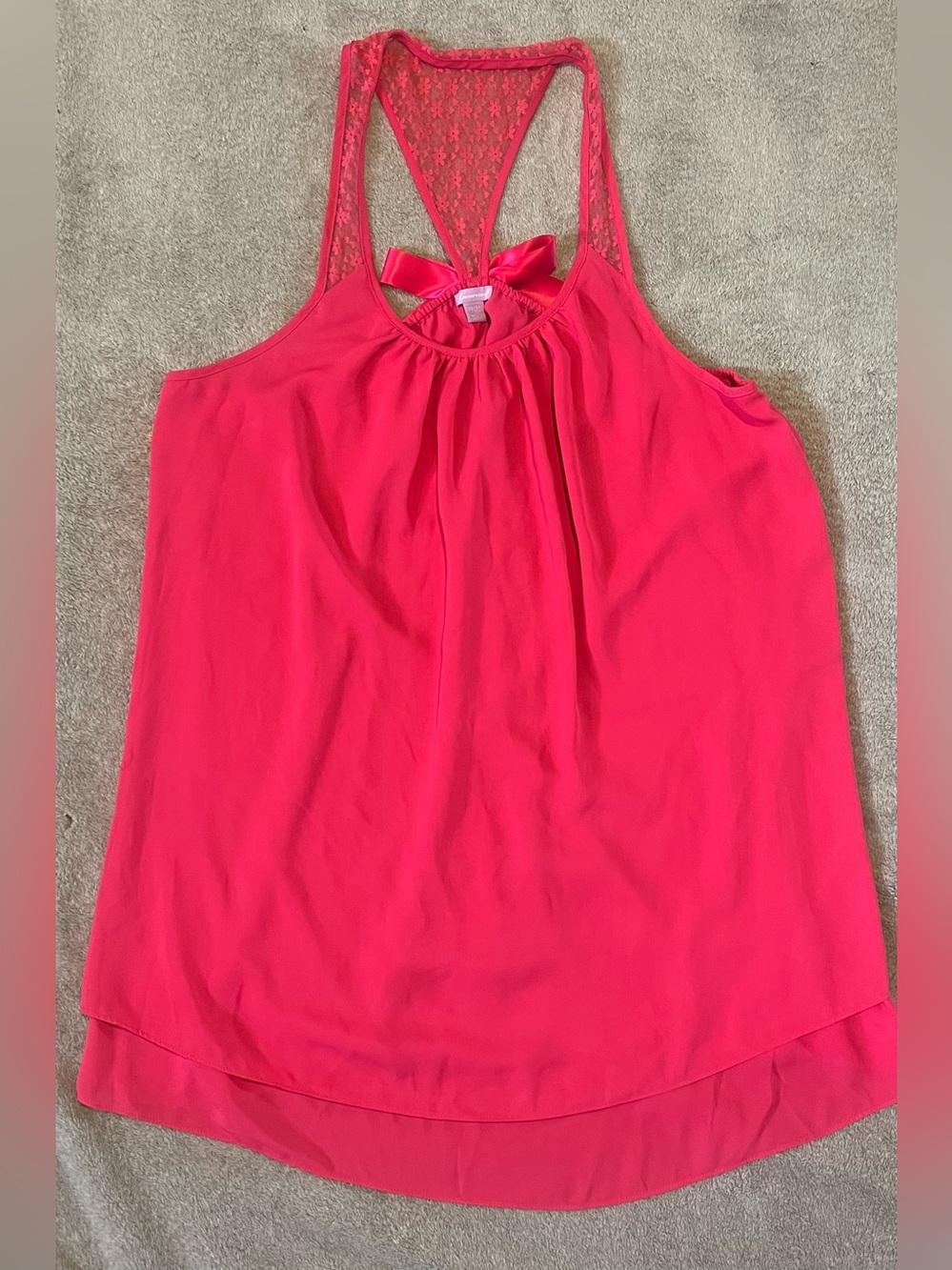 Pink Lace Racerback Bow Sleeveless Blouse Tank Top 22/24